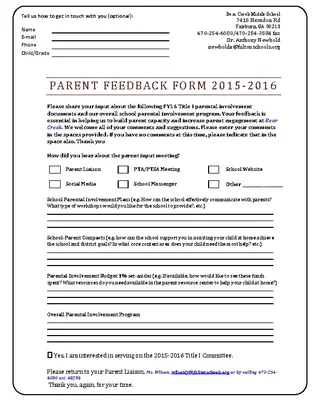 Parent Feedback Form