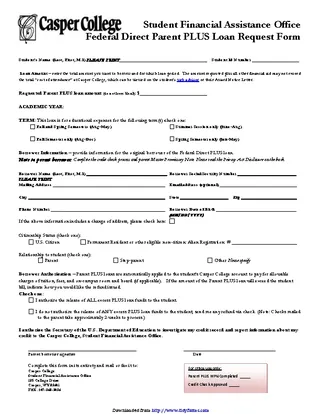 Forms Parent Plus Loan Application Form 2