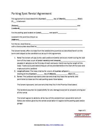 Parking Spot Rental Agreement