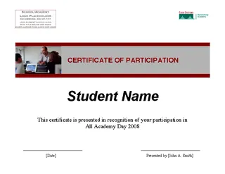 Participation Of Sportsmanship Certificate