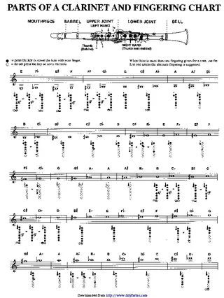 Forms Parts Of A Clarinet And Fingering Chart