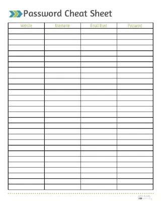 Password Spreadsheet Template - PDFSimpli