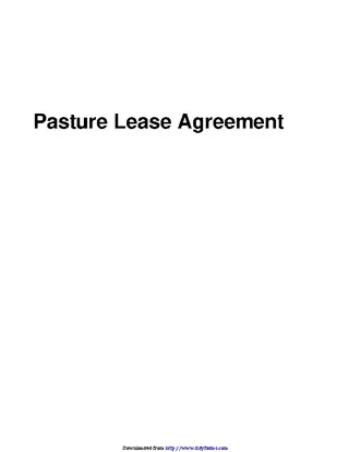 Pasture Lease Agreement