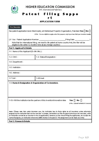 Forms Patent Filling Support Application Form Word Document Download