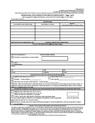 Forms Patent Provisional Application Form Pdf Format Free Download