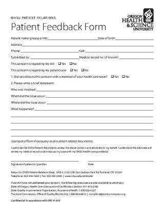 Patient Feedback Form