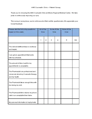 Patient Satisfaction Survey Template Download