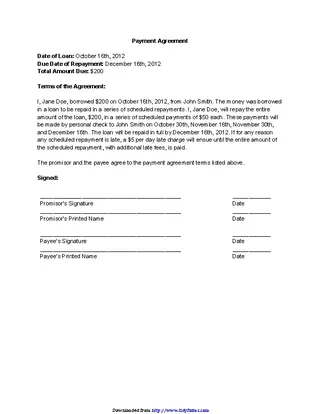Payment Agreement Contract 2