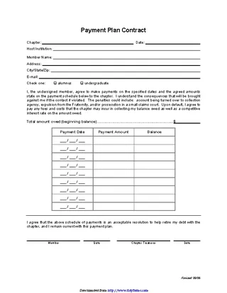 Payment Plan Contract