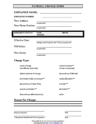 Forms Payroll Change Form