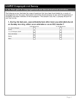 Pdf Document To Download Congregational Church Survey Template