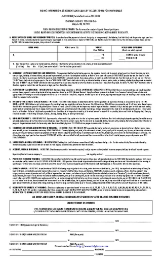 Pennsylvania Liability Release Form For Horse Riding