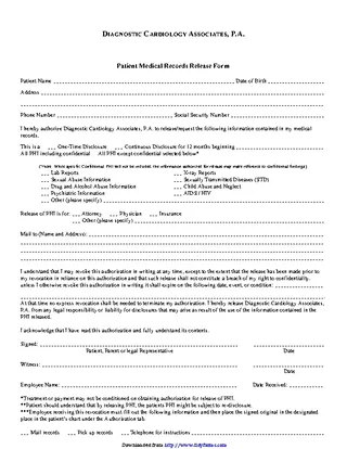 Pennsylvania Medical Records Release Form