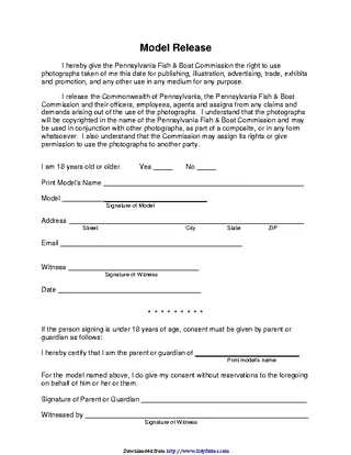 Forms Pennsylvania Model Release Form 1