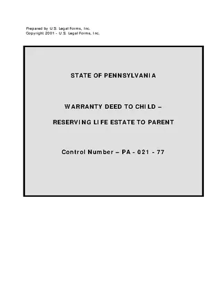 Pennsylvania Warranty Deed To Child