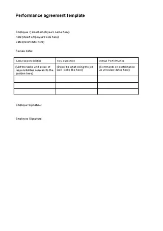 Performance Agreement Template