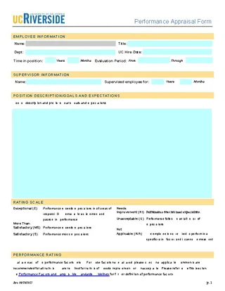 Performance Appraisal Form Template