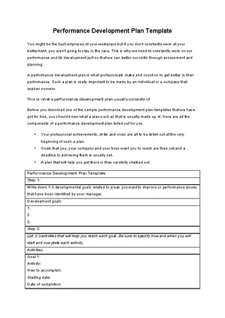 Performance Development Plan Template