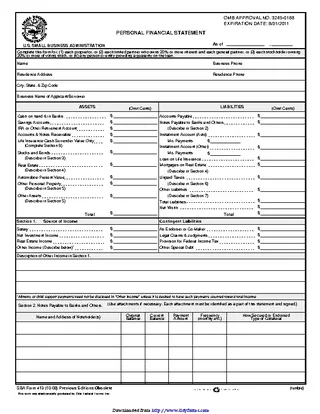 Forms Personal Financial Statement Blank Form