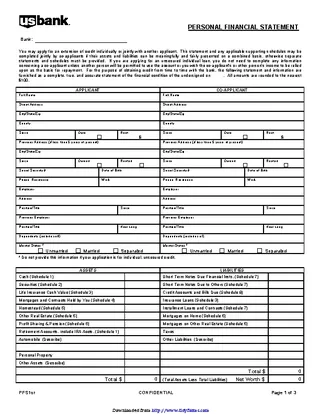 Forms Personal Financial Statement Form 3