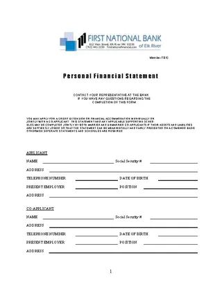 Forms Personal Financial Statement