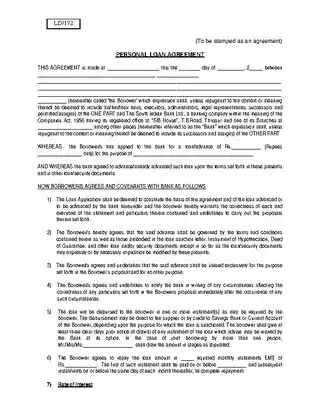 Personal Loan Agreement Form 3