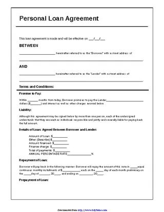 Forms Personal Loan Agreement