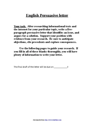 Persuasive Letter Prewriting