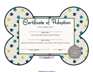 Pet Adoption Certificate