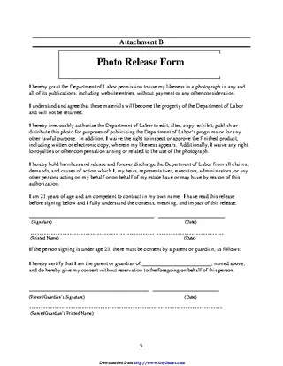 Forms Photo Release Form 2