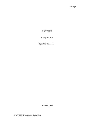 Play Script Writing Template