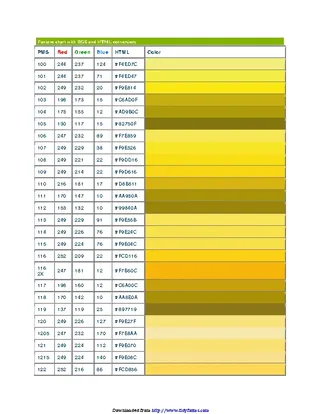 Pms Chart With Rgb Html Conversions