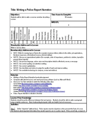 Police Report Template