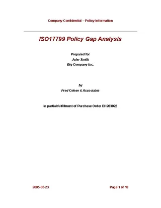 Policy And Procedure Gap Analysis Sample