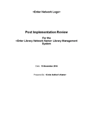 Post Implementation Review Project