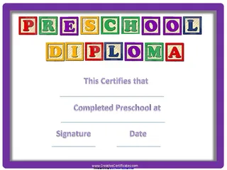 Pre Kindergarten Graduation Certificate