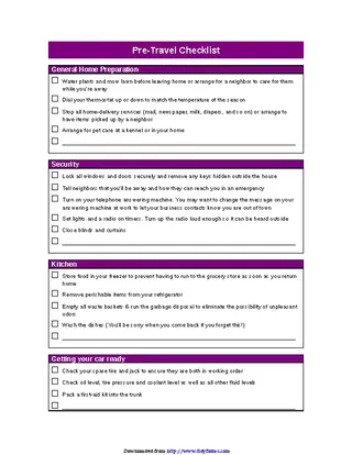 Forms Pre Travel Checklist