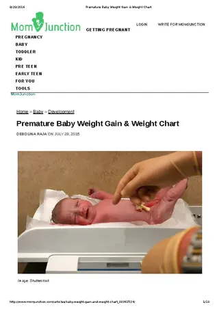 Premature Baby Weight Gain Chart