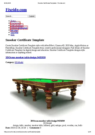 Premium Snooker Certificate Template