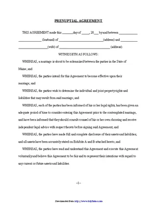 Forms Prenuptial Agreement 1