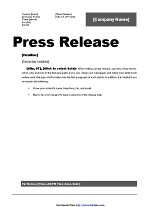 Forms Press Release Template 2