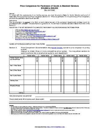 Price Comparison Template