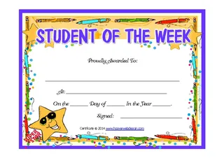 Forms Prinable Student Of The Week Certificate