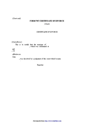 Prince Edward Island Certificate Of Divorce Form