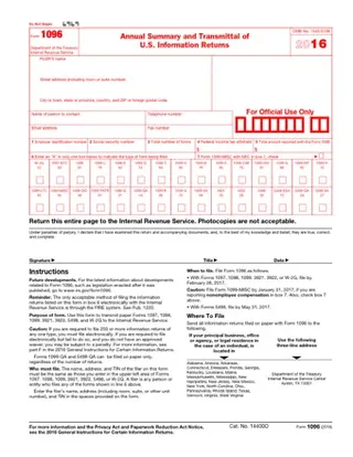 Forms Printable 1096 Form 2016