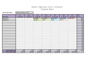 Printable Employee Daily Work Schedule Template Excel