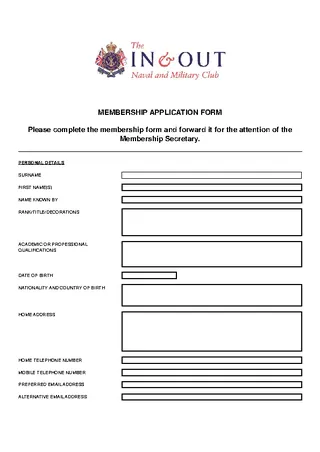 Printable Membership Application Form Download