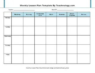 Printable Weekly Lesson Plan Template