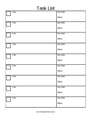 Printable Work To Do List Template