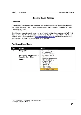 Printing Class Rosters Template